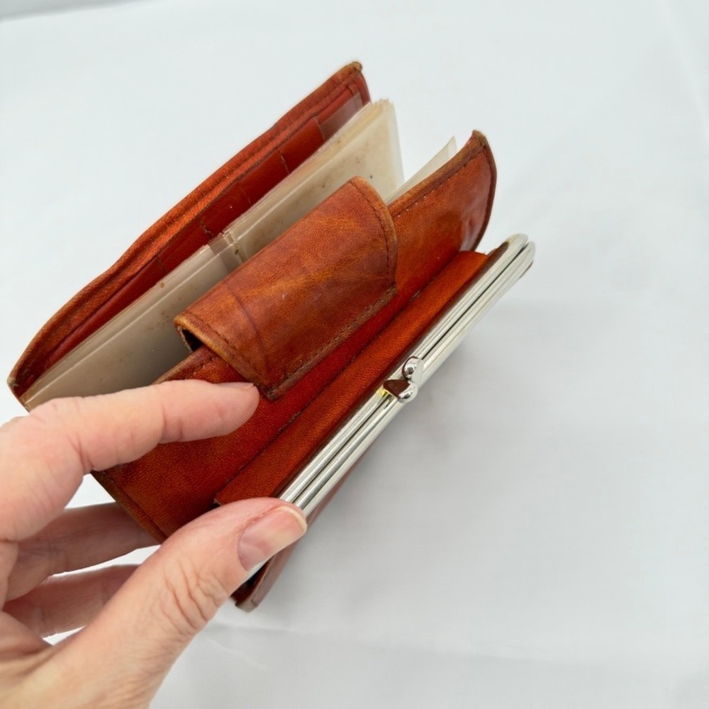 Rolfs Cowhide Wallet VTG Tooled Leather Kiss Lock Brown Retro‎ Photo Flap Womens - Picture 12 of 16
